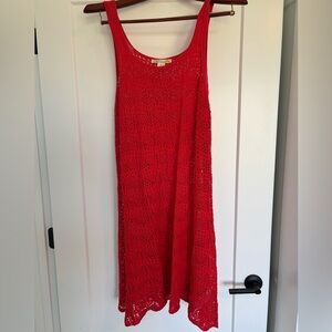 C&C California Vibrant Red Crochet Swim Coverup